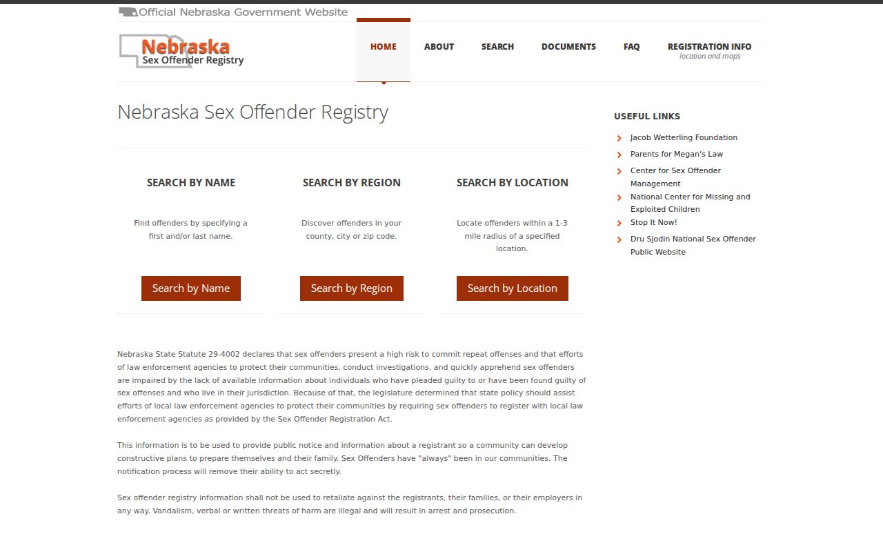 Nebraska Sex Offender Registry for a Gage County offender search