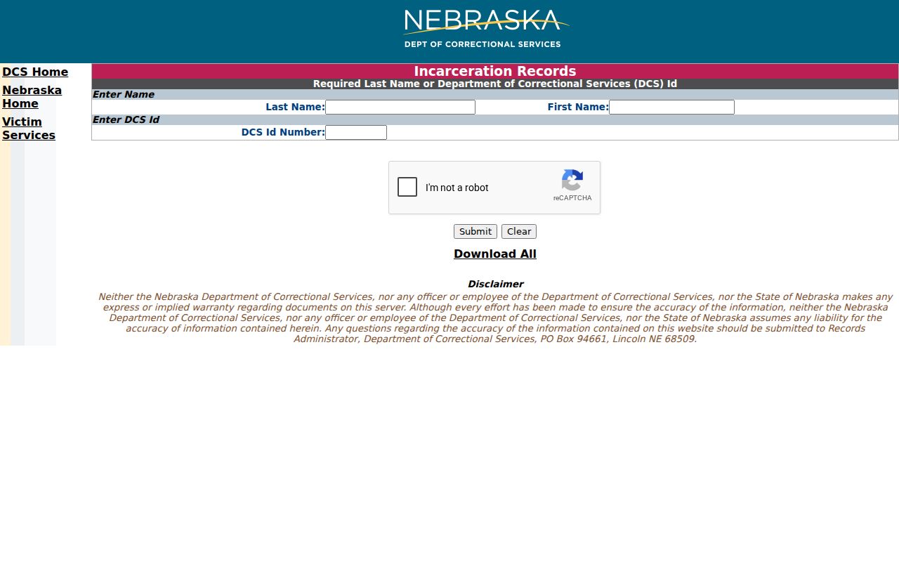 Wymore criminal records in Gage County through the NDCS inmate search