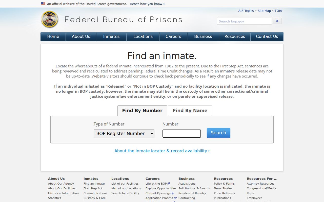 Federal inmate locator for custody beyond Gage County records
